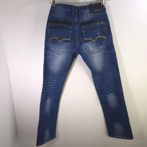 CJ Black Premium Low Rise‎ Slim Straight Denim Jeans Leather Accents Size 28x30 - Picture 1 of 10